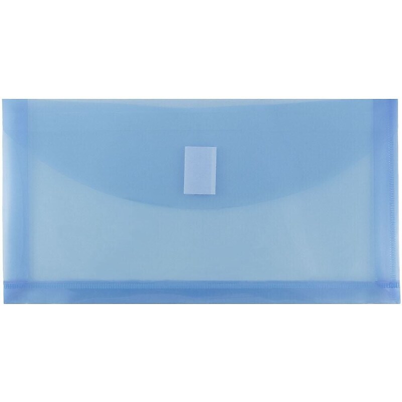 JAM Paper Premium Plastic Filing Envelope with Hook & Loop Closure, 5 1/4" x 10", Blue, 3/Pack (921V1BUX3) image 1