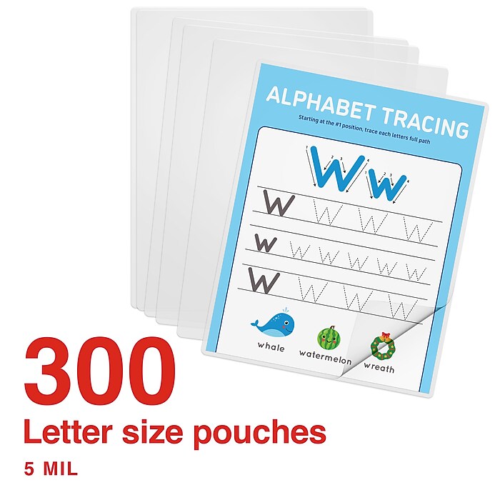 Staples Thermal Laminating Pouches, Letter Size, 5 Mil, 300
