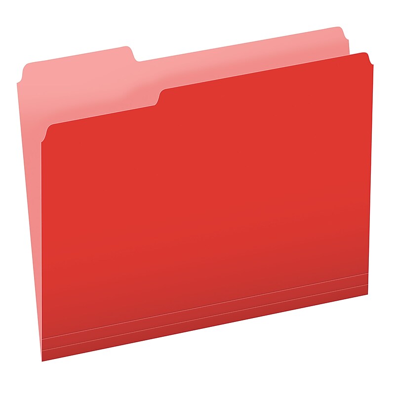 Pendaflex Recycled File Folder, 1/3-Cut Tab, Assorted, Letter Size, Red, 100/Box (4210 1/3 RED) image 1