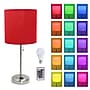 Simple Designs 19.5" LED Table Lamp, Brushed Steel/Red Shade (LT2024-RED-CCLB)~#|#~C71403BA-B05A-4CE6-9A39DBF729115AB0_sc7