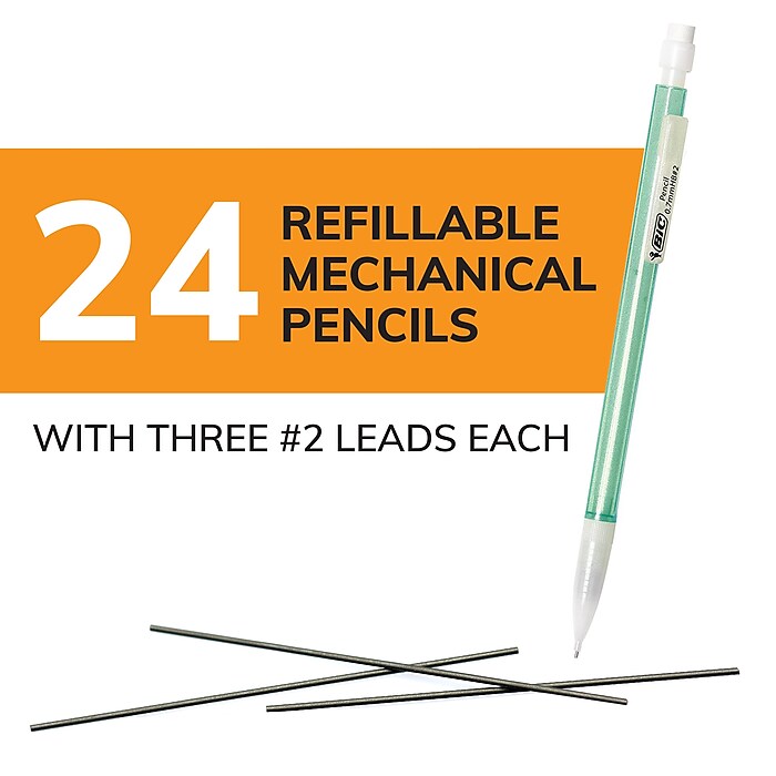 BIC Xtra Sparkle Mechanical Pencils, 0.7mm, #2 Hard Lead, 24