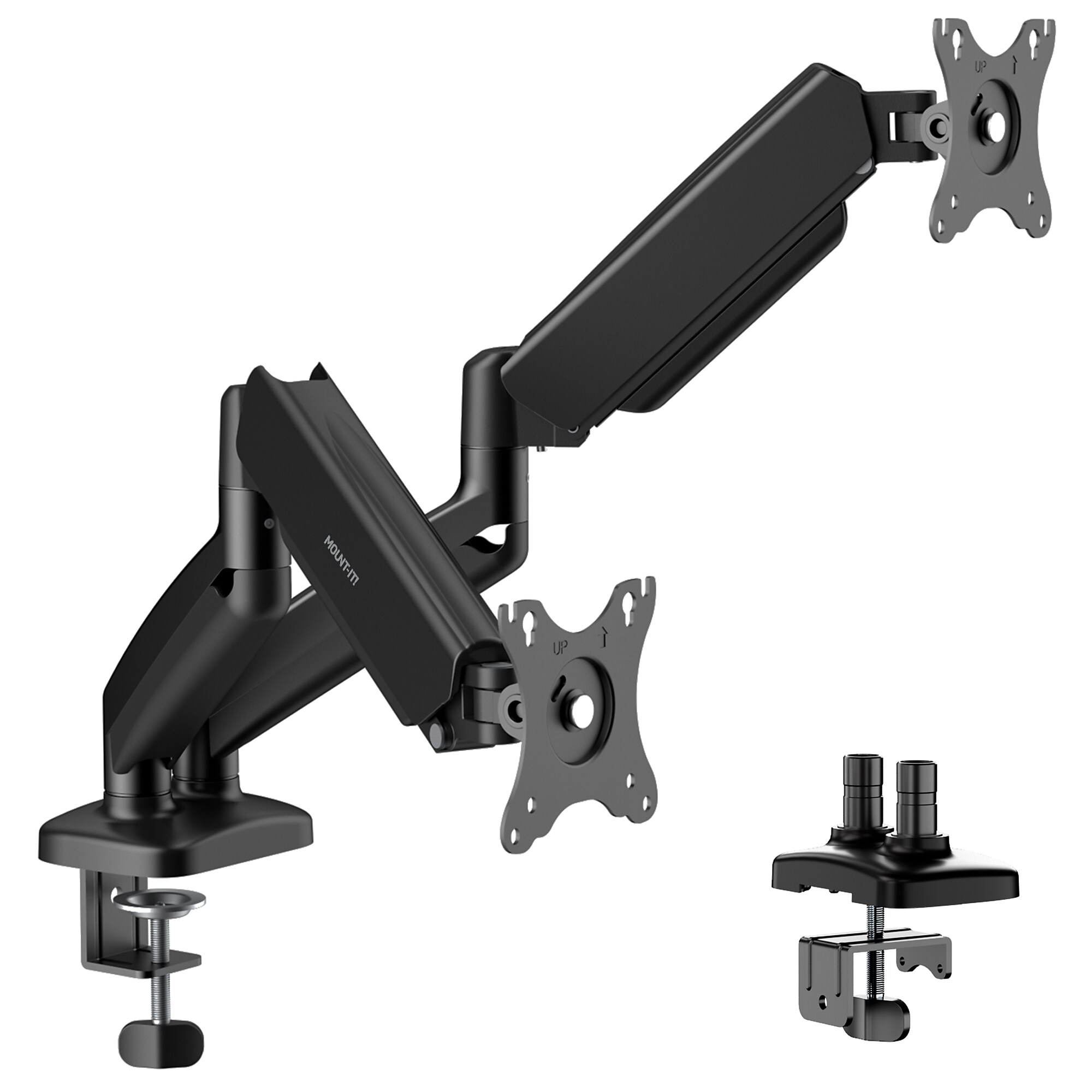 Mount-It! Adjustable Dual Monitor Desk Mount with Gas Spring Arms, Up to 32″ Monitor, Black (MI-1882BLK) Sansujyuku sansujyuku.com
