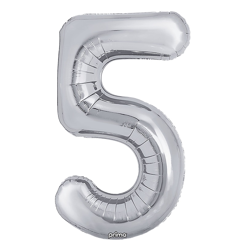 Party City 16" "5" Foil Balloon, Silver, 2/Pack (AM60050255-18) image 1
