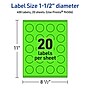 Avery Laser/Inkjet Multipurpose Circle Labels, 1.5" Dia., Neon Green, 400/Pack (94506)~#|#~C73C39CA-9ADA-4C9B-9124106E6FC0E044_sc7