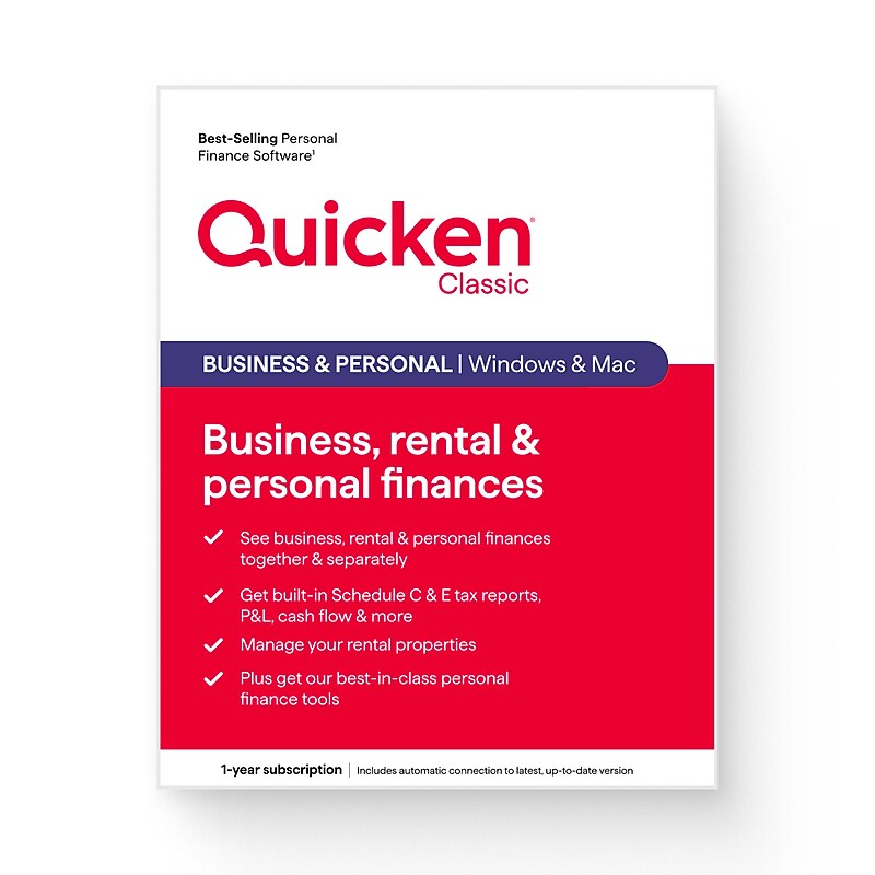 Quicken Classic Business & Personal for 1 User, Windows/Android/iOS, Product Key Card (170455) image 1