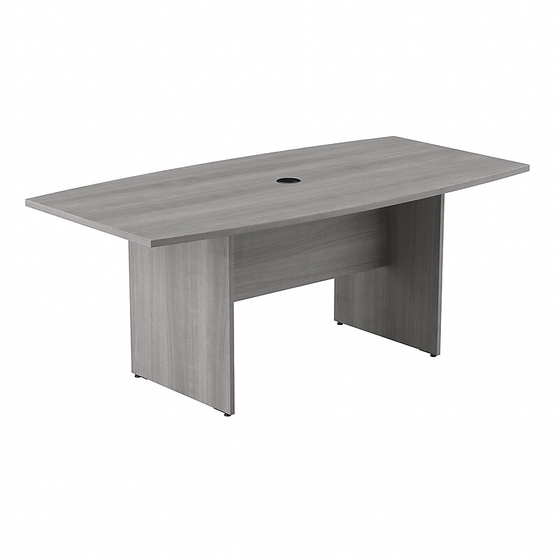 Bush Business Furniture 72W x 36D Boat Shaped Conference Table with Wood Base, Platinum Gray (99TB7236PG) image 1