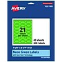 Avery Oval Multipurpose Labels, 1-1/8" x 2-1/4", Neon Green, 840/Pack (94054)~#|#~C7573657-CE50-4A56-B70BC68F4001835B_sc7
