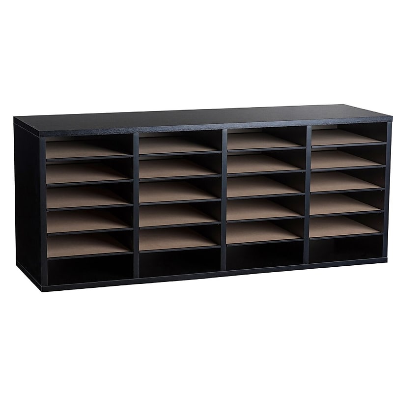 AdirOffice 500 Series 24 Compartment Literature Organizer, 39.3" x 11.8", Black (500-24-BLK-PKG) image 1
