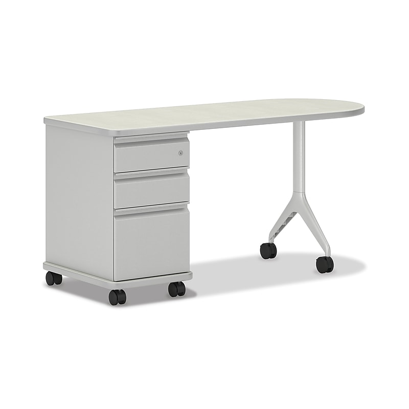 HON SmartLink 60" D-Shape Value Teacher Station Desk, Silver Mesh/Platinum (HLTV2460T-3.B9.K.T1) image 1