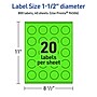 Avery Laser/Inkjet Multipurpose Circle Labels, 1.5" Dia., Neon Green, 800/Pack (94506)~#|#~C76B31FB-699A-45D4-81E3284E2EA71AE1_sc7