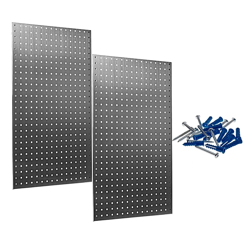 Triton Products LocBoard 24" x 42" x 9/16" Stainless Steel Square Hole Pegboards, 2/Set (LB2-S) image 1