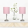 Creekwood Home Oslo Duo 19.5" LED Table Lamp with USB Port, Brushed Steel/Light Pink Shade, 2/Set (CWT-2012-LP-2PK)~#|#~C77312B5-A433-4714-9B51F27FDA96B184_sc7