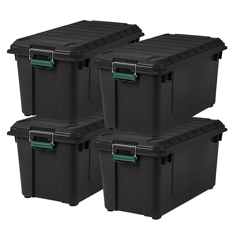 Iris Remington Stor-It-All 87.4 Quart Storage Container, Plastic, Black, 4/Pack (296005) image 1