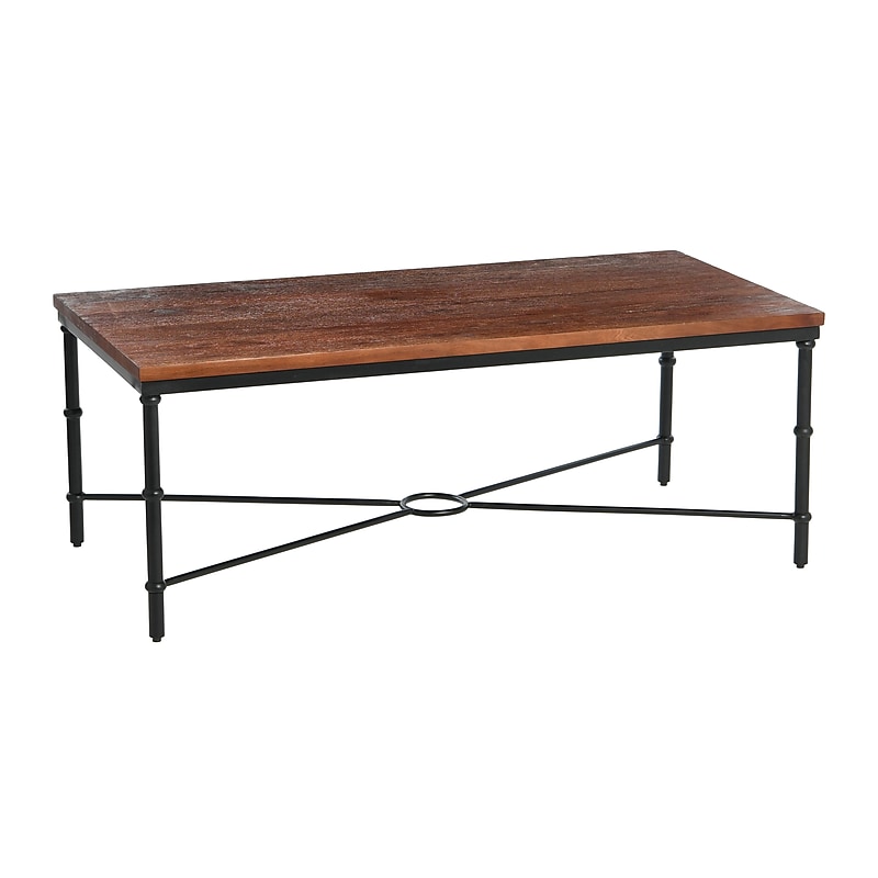 Storied Home Saratoga Rustic Solid Wood and Metal Coffee Table, Dark Chestnut (EC1089) image 1