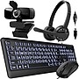 Delton Work Anywhere 12Y USB Headset, 1080p Webcam, Big-Key USB Keyboard & Mouse Bundle, Black (DBND4WRD10YREG)~#|#~C7795FC1-7838-41F2-BD830B673B9CDD72_sc7
