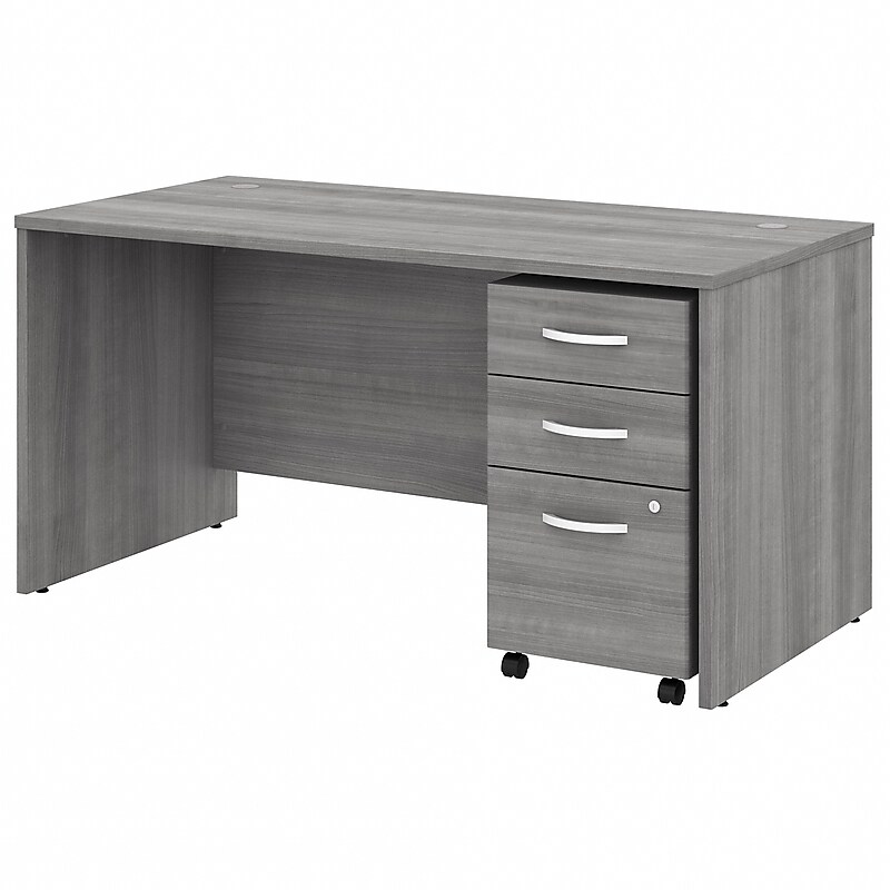 Bush Business Furniture Studio C 60"W Office Desk with Mobile File Cabinet, Platinum Gray (STC014PGSU) image 1