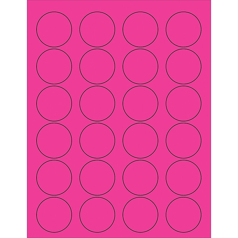 Tape Logic Circle Laser Labels, 1 5/8", Fluorescent Pink, 2400/Case (LL193PK) image 1