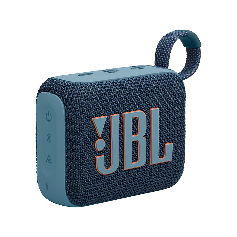 JBL Go 4 Wireless Bluetooth Speaker, Waterproof, Blue/Orange (JBLGO4BLUAM) image 1