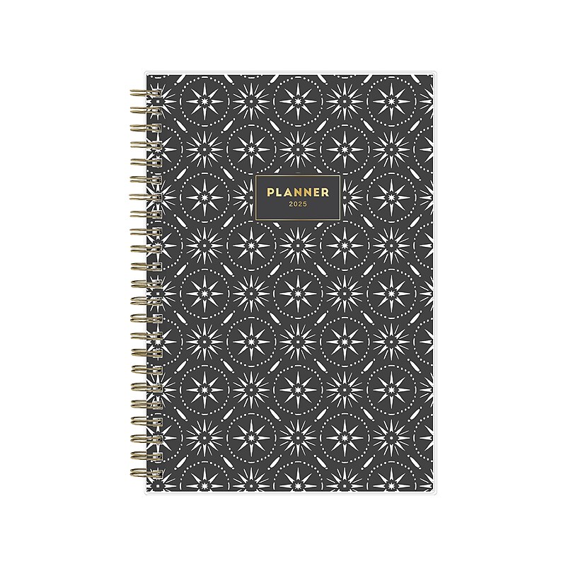2025 Blue Sky Makeera 5" x 8" Weekly & Monthly Planner, Plastic Cover, Dark Gray/White (150783) image 1
