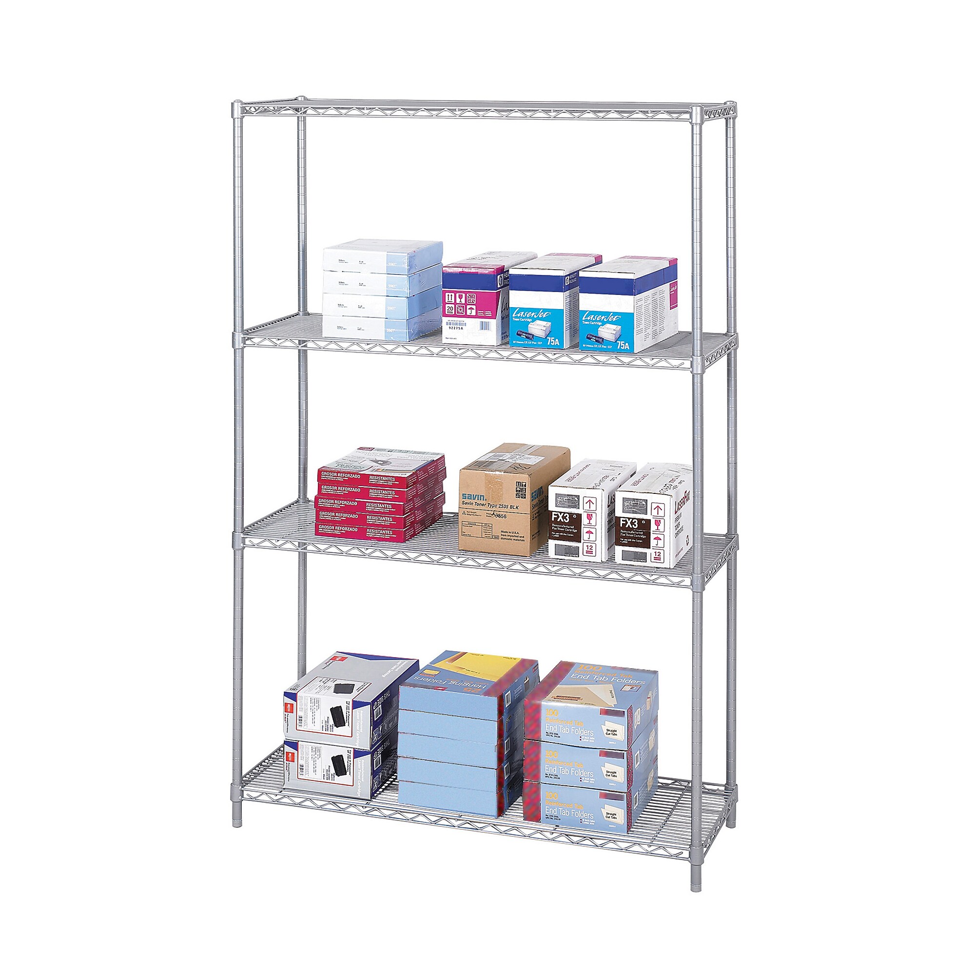 Safco Industrial 4-Shelf Steel Unit, 48″W, Metallic Gray (5291GR) Sansujyuku sansujyuku.com