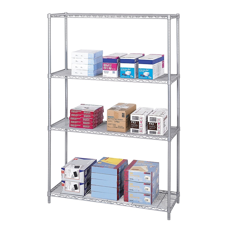 Safco Industrial 4-Shelf Steel Unit, 48"W, Metallic Gray (5291GR) image 1