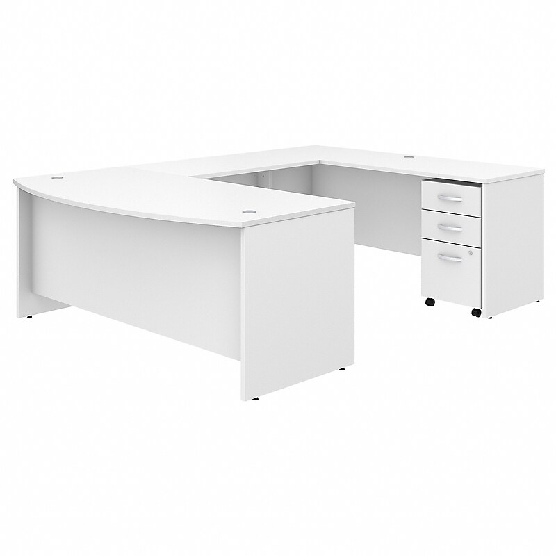 Bush Business Furniture Studio C 72"W U Shaped Desk with Mobile File Cabinet, White (STC004WH) image 1