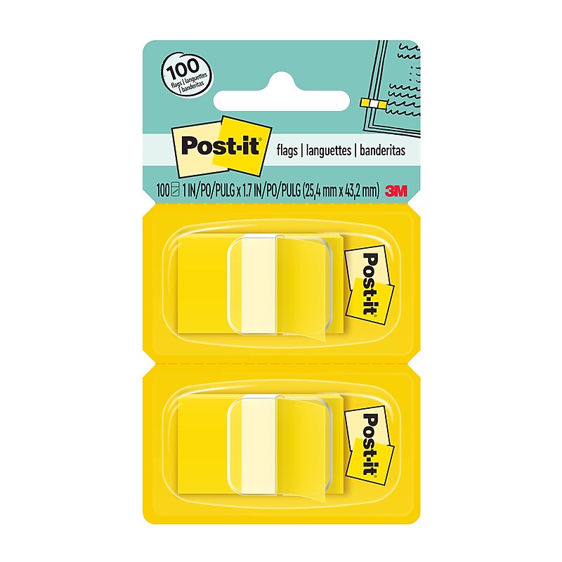Post-it Flags, .94", Yellow, 100 Flags/Pack (680-YW2) image 1