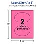 Avery Laser/Inkjet Oval Multipurpose Labels, 4" x 6", Bright Pink, 40/Pack (94057)~#|#~C78DC519-1EAC-4947-93CD752A87588091_sc7