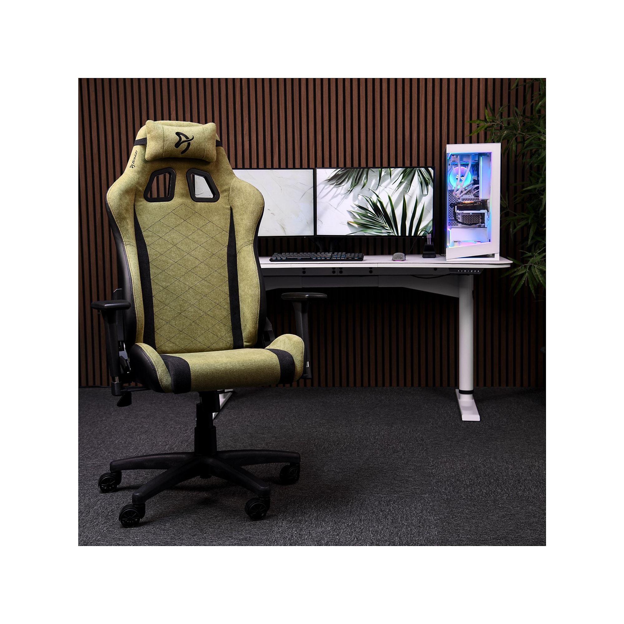 Arozzi Avanti Soft Fabric Ergonomic Racing Gaming Chair, Moss Green (AVANTI-SFB-MGN) Sansujyuku sansujyuku.com