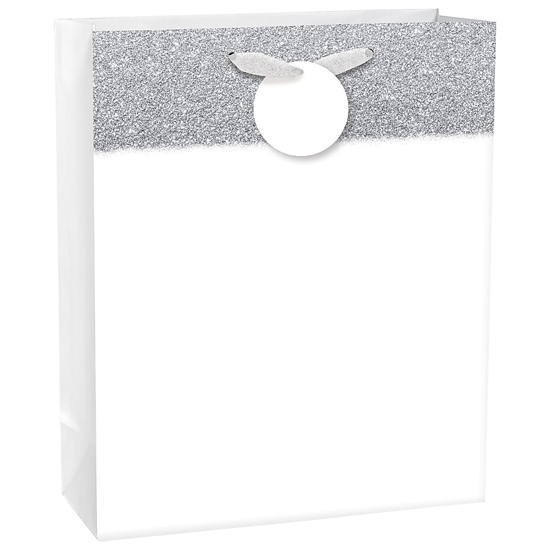 Party City Glitter & Matte Large Gift Bag, White (AM170765-08-NS) image 1