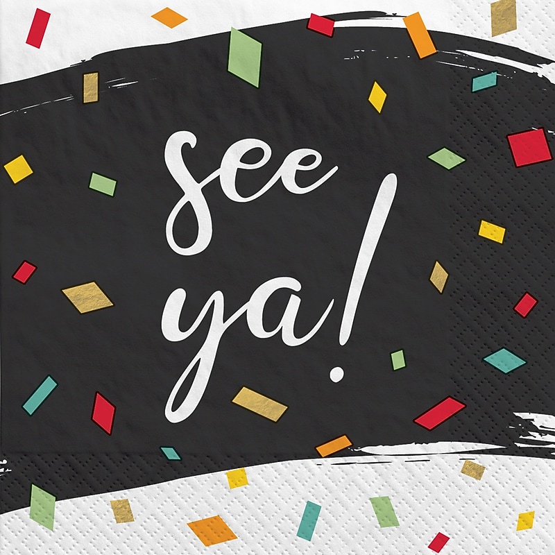 Party City "See Ya" Confetti Beverage Napkin, 2-Ply, Multicolored, 16 Napkins/Pack (AM500138-ST) image 1