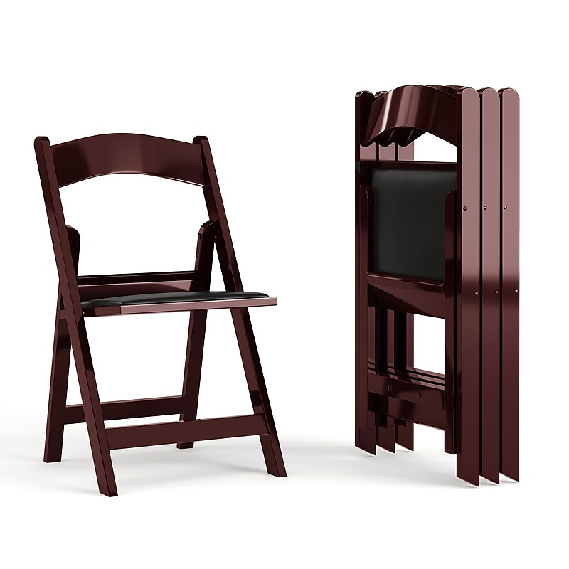 Flash Furniture HERCULES™ Vinyl Armless Folding Chair, Red Mahogany, 4/Pack image 1