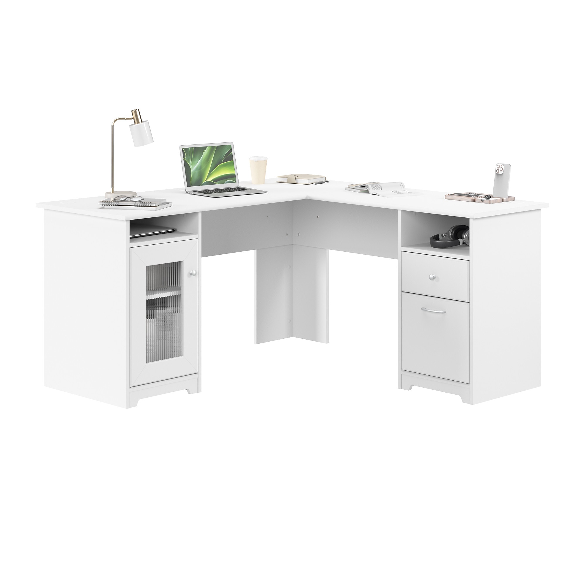 Bush Home Cabot 60W L Shaped Computer Desk with Storage, White (WC31930K) Sansujyuku sansujyuku.com