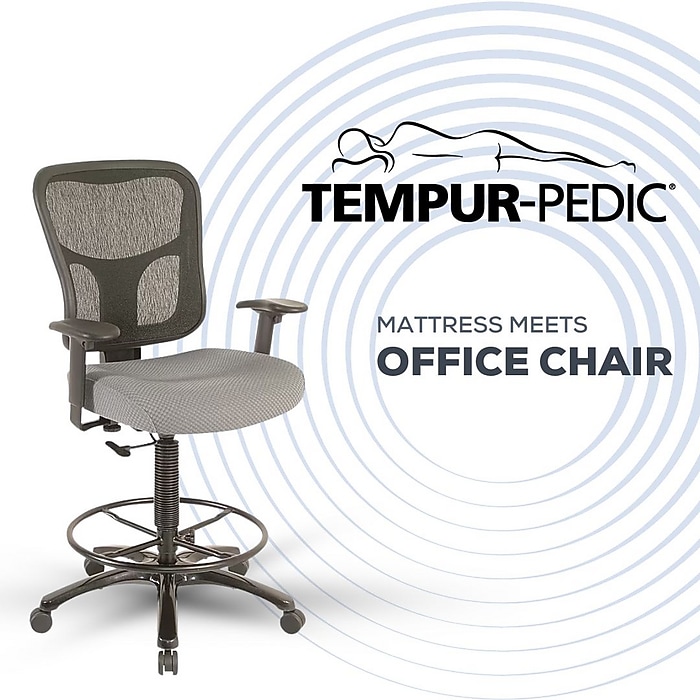 Tempur-Pedic Fabric Drafting Chair with Backrest and Footrest with