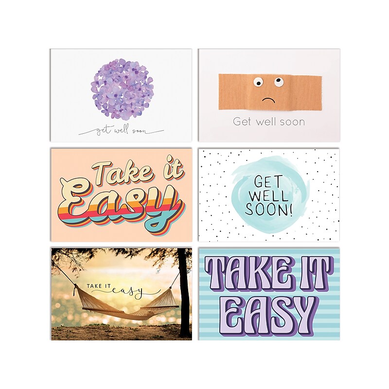 Better Office Get Well Cards with Envelopes, 4" x 6", Assorted Colors, 50/Pack (64624-50PK) image 1