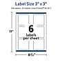 Avery TrueBlock Laser/Inkjet Square Multipurpose Labels, 3" x 3", White, 150/Pack (94101)~#|#~C7B20CC1-7F7A-45DD-B2A77AABE112D3CA_sc7