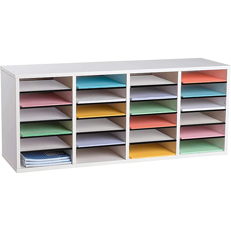 AdirOffice 24-Compartment Literature Organizer, 11.8" x 39.3", White (500-24-WHI) image 1