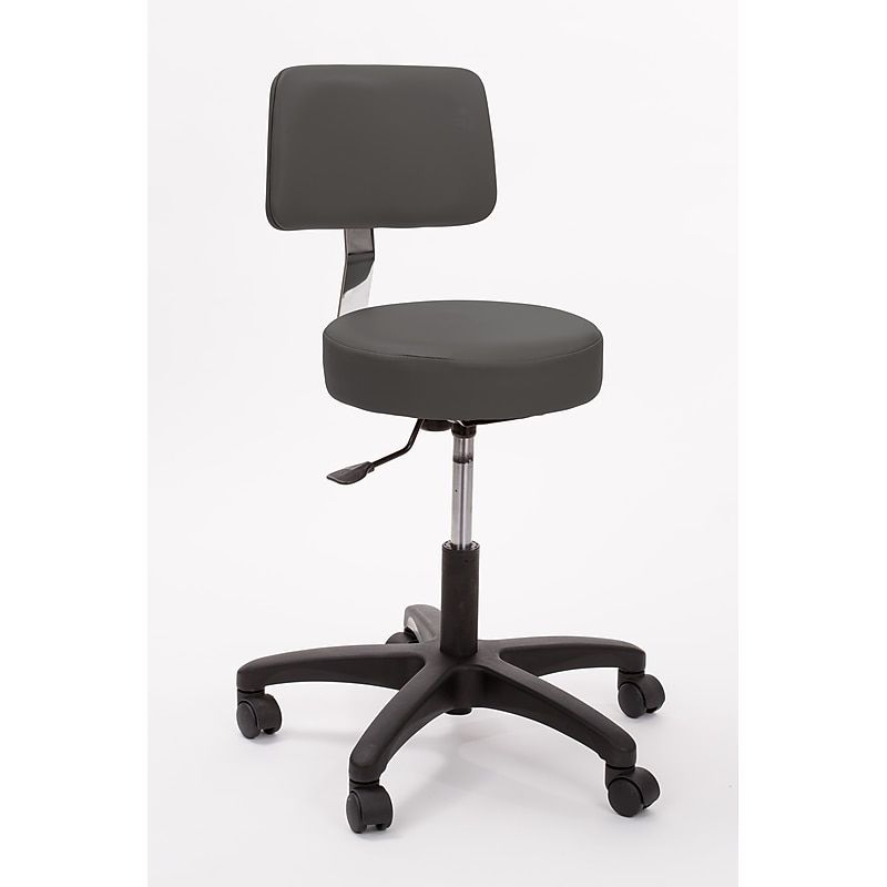 Brandt Industries Armless Vinyl Medical Stool with Backrest (13422 Charcoal) image 1
