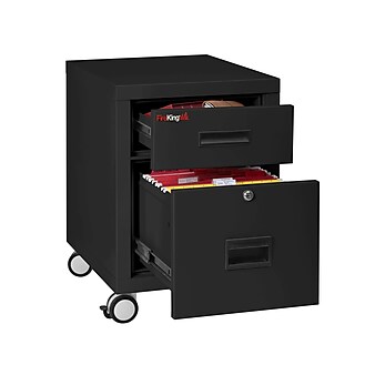 FireKing 2-Drawer Mobile Vertical File Cabinet, Letter/Legal Size, Lockable, Fire Resistant, Black (2M1822-CBL)