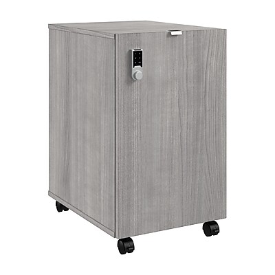 Bush Business Furniture Assure Mobile File Cabinet, Letter/Legal Size, Lockable, 26"H x 16"W x 20"D, Platinum Gray (AUS216PGSU)