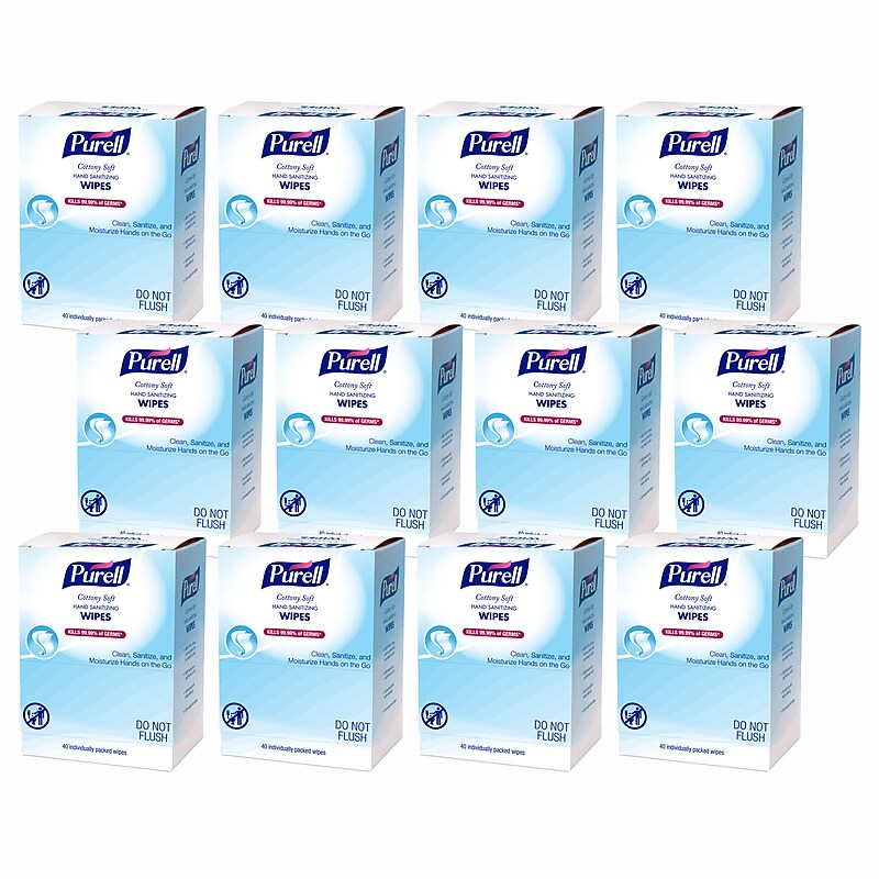 PURELL Cottony Soft 62% Alcohol Hand Sanitizing Wipes, 480 Wipes/Carton (9025-12) image 1