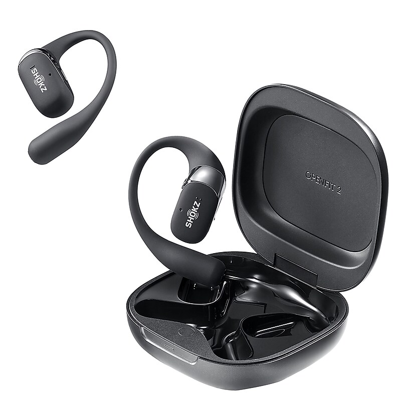 Shokz OpenFit™ 2 Wireless Active Noise Canceling Open-Ear Earbuds & Charging Case, Bluetooth, Black (T920-ST-BK-US) image 1