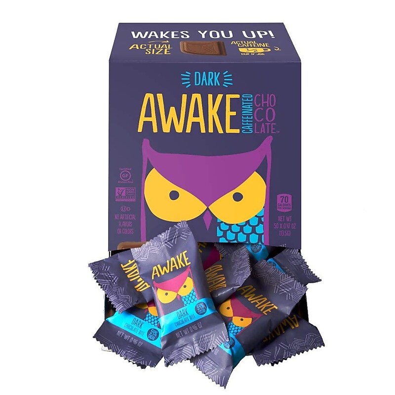 Awake Caffeinated Dark Chocolate Bites, 0.47 oz., 50 Bites/Box (00458U) image 1