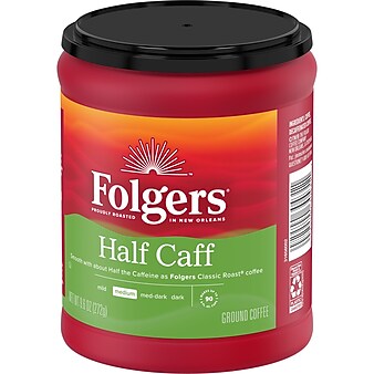 Folgers Half Caff Ground Coffee, 9.6 oz. Canister