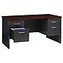 Hirsh 60"W Double-Pedestal Desk, Charcoal/Mahogany (20534)~#|#~C7D8B4AC-6C4B-425B-AE3463EEC14FA3F1_sc7