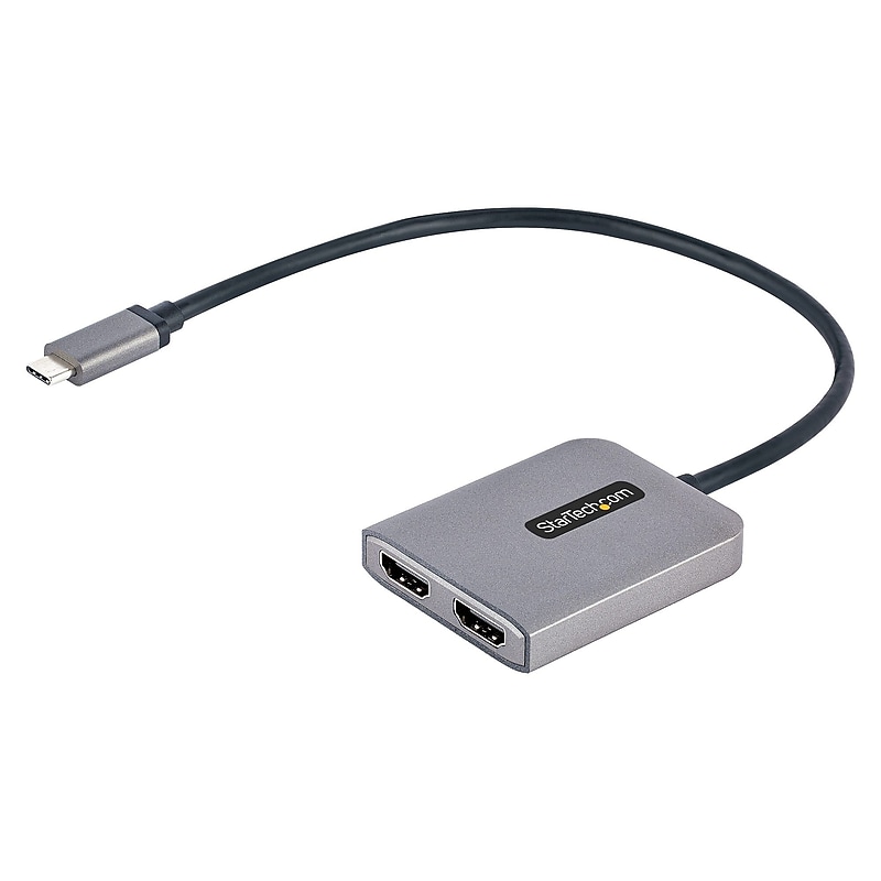 StarTech.com USB-C to Dual HDMI Video Adapter, Male to Female, 1ft Host Cable, DP 1.4, HBR3, MST, 4K 60Hz (MST14CD122HD) image 1