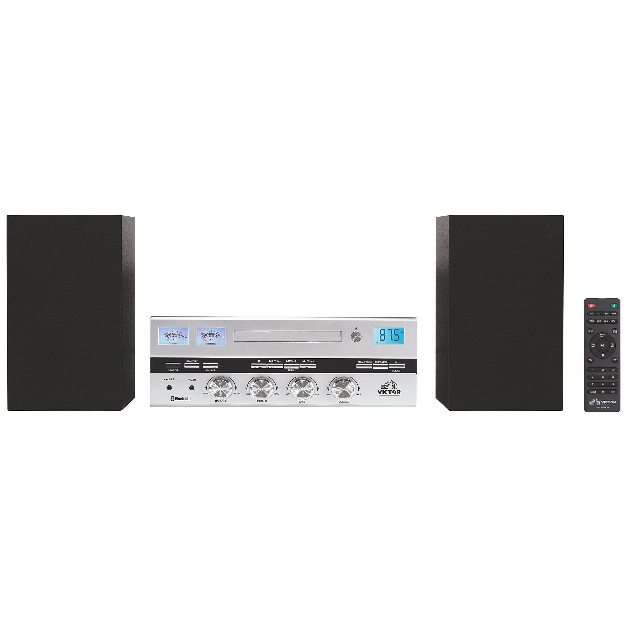 Victor Milwaukee 50 Watt Desktop CD Stereo Wireless Bluetooth System, Silver (VDTS-4450-SL) Simolary simolary.com