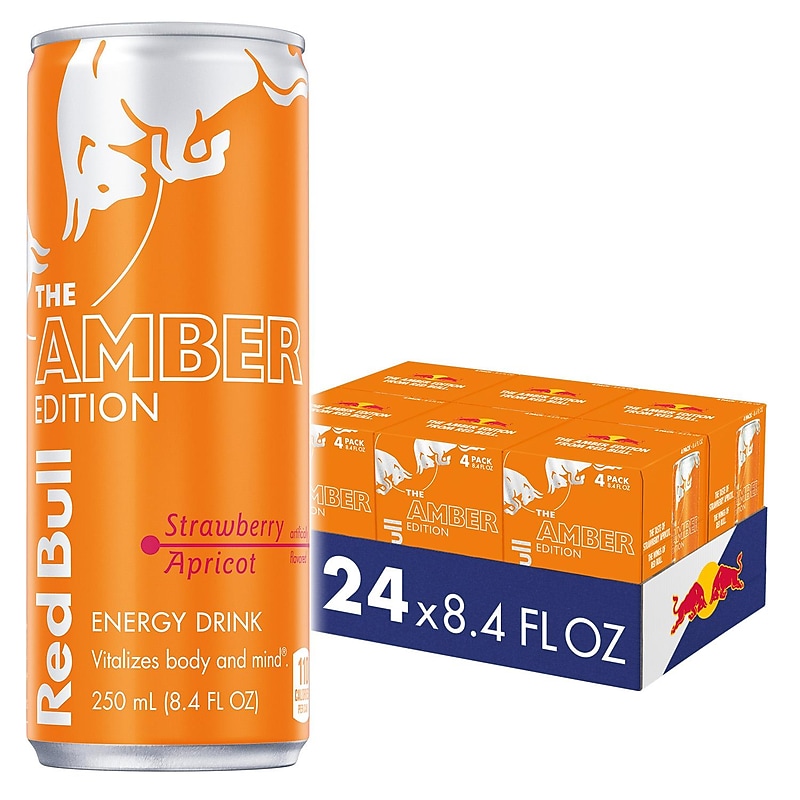 Red Bull Amber Edition Strawberry Apricot Energy Drink, 8.4 oz., 24 Cans/Carton (RB240074) image 1