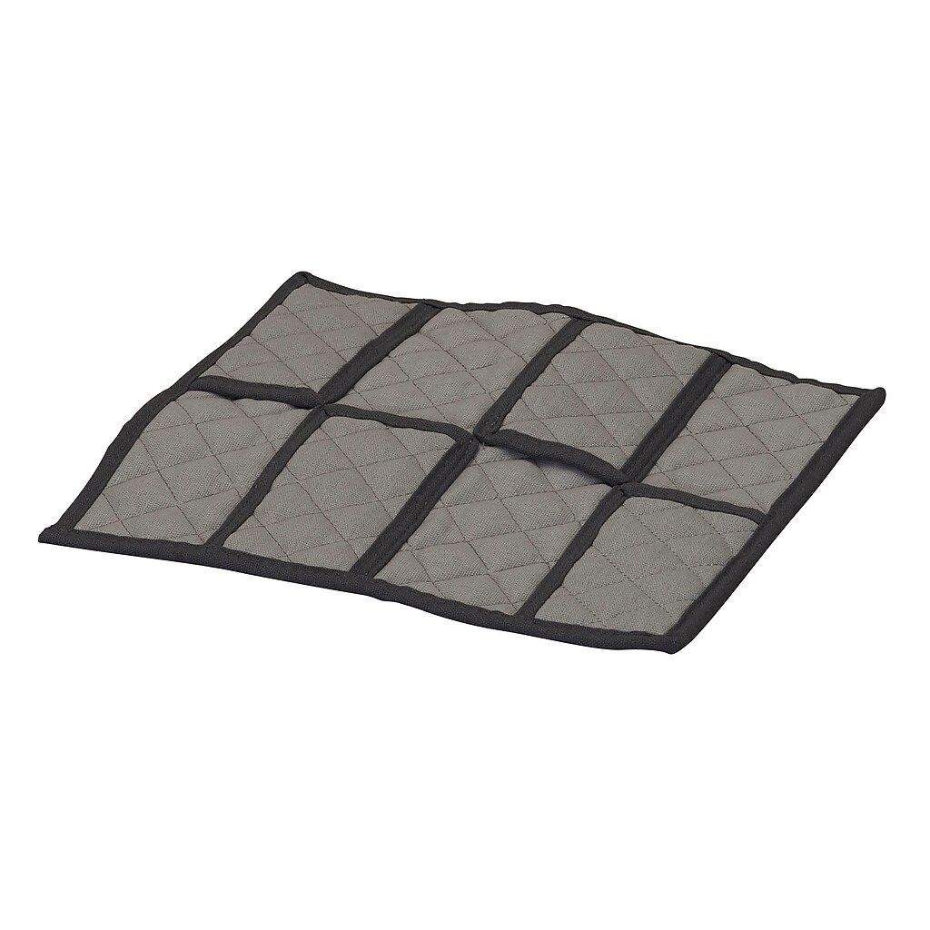 Open quilted roll-up organizer.