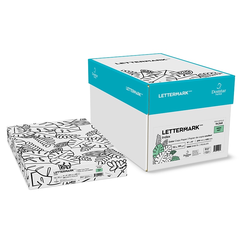 Lettermark Colors Index 110 lb. Index Paper, 11" x 17", Green, 250 Sheets/Carton (94368) image 1